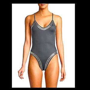 Norma Kamali Fara Studded one piece swimsuit